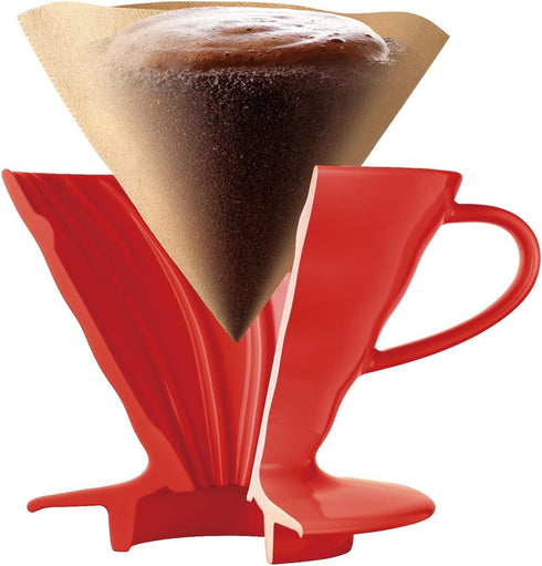 Hario VDCR-02R V60 02 Coffee Dripper Ceramic Red Coffee Drip for 1-4 Cups