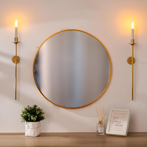 Set 2 Sziqiqi Wall Candle Holder Gold: Candle Sconces Wall Decor of for Dining Room Wall Hanging Candle Sticks Holder