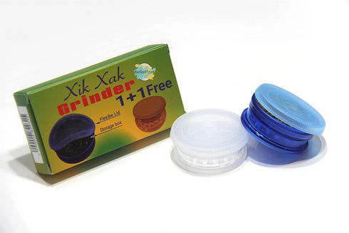 Xik Xak Plastic Grinders for Herbs, Build-In Storage with Lid, Pack of Two Units