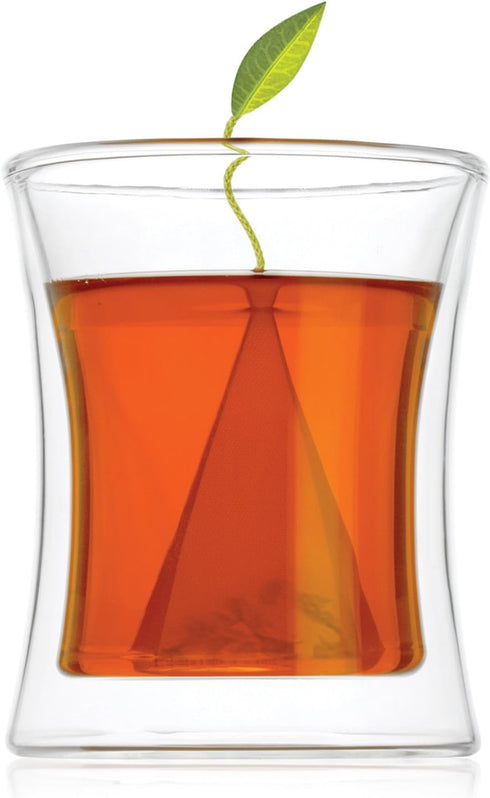 Tea Forte Poom Double Wall Glass Tea Cup, 10 ounce for Hot or Iced Tea