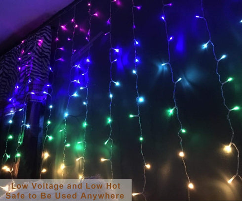 CoziTech Rainbow Fairy String Curtain Lights with Remote, Twinkle LED Ombre Light Curtain for Girls Room, Kid's