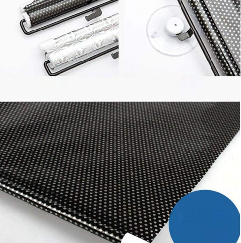 Blackout Blind Curtains with Suction Cups, No Drill Cordless Temporary Roller Shades for Windows, 23''W x49''H, Black
