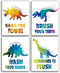 CHIEN-CHI LILI Wash Your Hands Dinosaur Bathroom Art Prints Set of 4 (8”X10”), Motivational Quote Decor for Kids