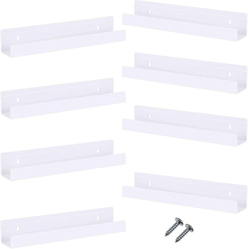 Blulu 8 Packs 14 Inch Acrylic Floating Shelf Wall Mounted Invisible Acrylic