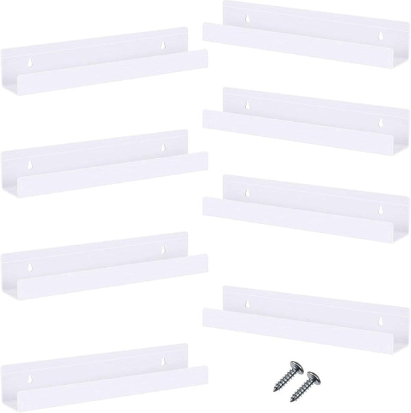 Blulu 8 Packs 14 Inch Acrylic Floating Shelf Wall Mounted Invisible Acrylic