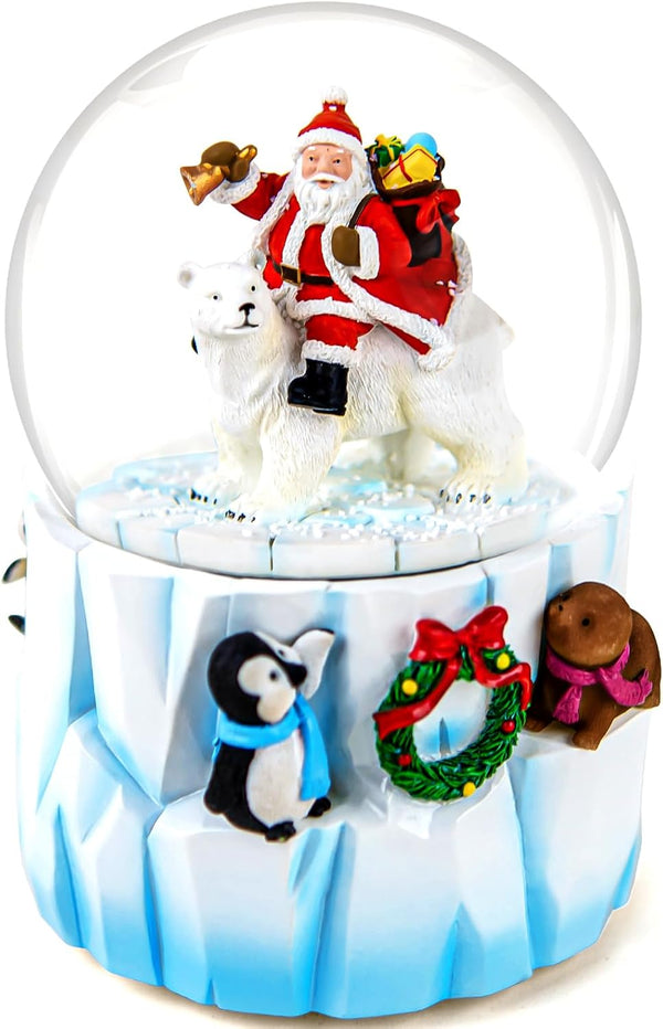 Christmas Snow Globes Clearance, Santa's Winter Musical,Hand-Painted Music Box,Colorful Lights, Auto Snowfall,