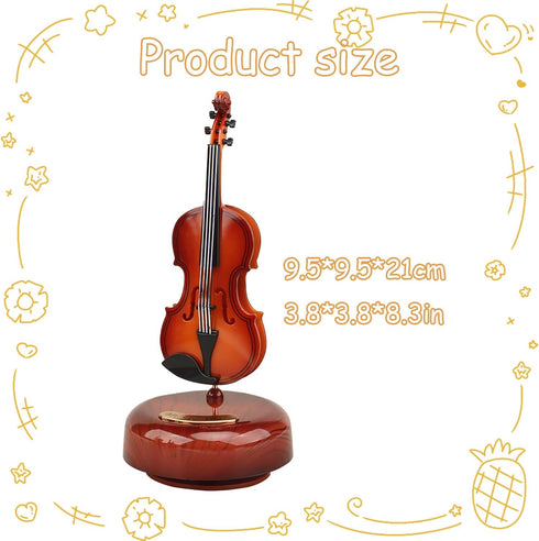 Quekas Violin Music Box - Classical Music Box Mini Replica Instrument Crafts Decoration Gift Craft Home Office Ornament