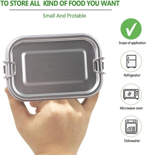 Stainless Steel 4-Pack Food Storage Containers Set, Reusable Metal Lunch Boxes with Lids, 550 ml, BPA-Free