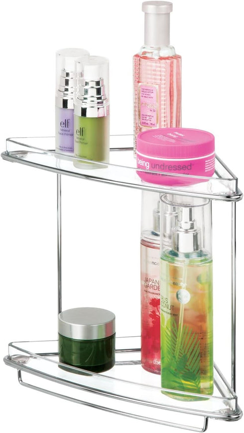 Countertop 2-Tier Counter mDesign Steel/Plastic Freestanding Corner Shelf Organizer with Storage for Bathroom, Vanity