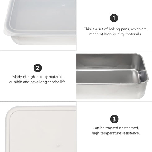 Stainless Steel Bakeware Kitchen Pan Set, Cake Pan Serving Plate, Food Container Bake Pan for Kitchen Supplies
