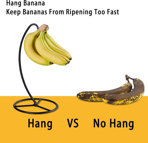 15LB Banana Holder Stand, Banana Hanger Stand Black, Metal Bananas Tree Hanger to Keep Bananas Fresh