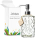JASAI Diamond Design 12 Oz Glass Soap Dispenser, Kitchen and Bathroom with Stainless Steel Pump