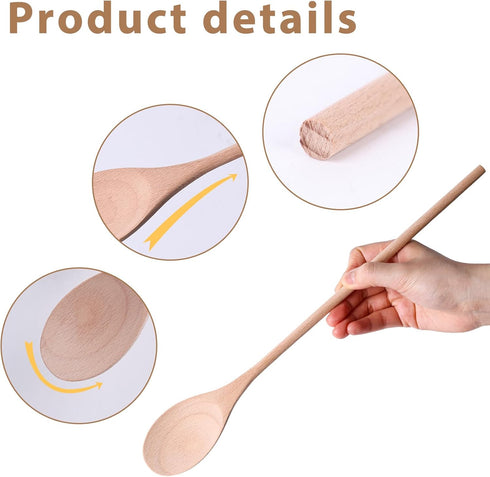 HANSGO 3PCS Wooden Cooking Spoons, 10 Inch Long Tasting Spoons, Large Wooden Utensils