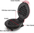 Mini Waffle Maker 4 Inch Plate - Heart Pink Non-Stick Waffle Iron for Hash Browns, Keto Chaffles, Snacks, Sandwich