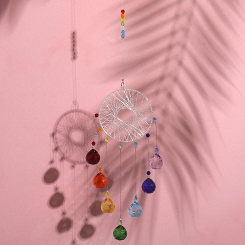 Colorful Crystals Sun Catcher Hanging Suncatchers Chandelier Lamps Light Pendant Prisms Hanging Ornament for Home