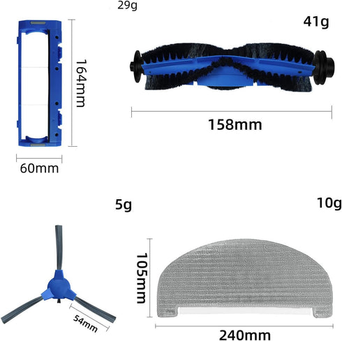 Robot Vacuum Cleaner Replacement Parts for Eufy G40 G40 Hybrid+ Accessories Kit with 5 Mop Pads