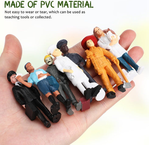 7pcs People Everyday Heroes Figurine Toys: Human Figurine Pilot Postman Baker Mailman Policeman Construction Worker