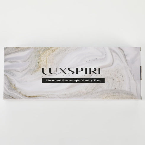 Luxspire Bathroom Tray for Counter, Resin Marble Tray with Feet, 11" x 4" for Soap Dispenser and Perfume, White Marble