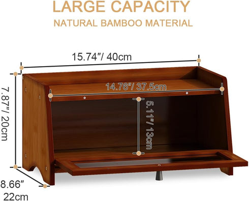Countertop, Counter BAMBANG Bread Box for Kitchen Bamboo Bread Box for Homemade Bread, Wooden Farmhouse Bread Storage
