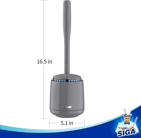 MR.SIGA Toilet Bowl Brush and Holder, Premium Quality with Solid Handle and Durable Bristles for Bathroom Cleaning