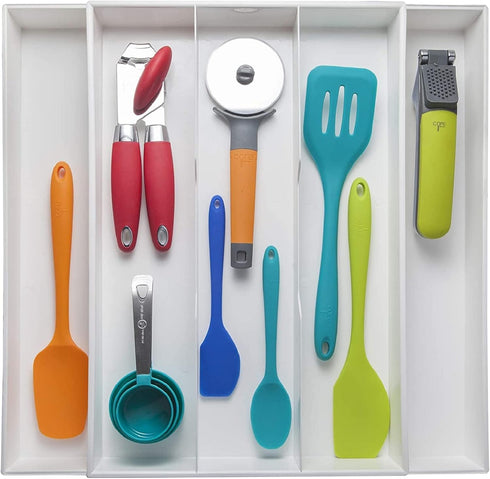 Dial Industries 2544 Utensil Organizer Tray, Expand-A-Drawer, White