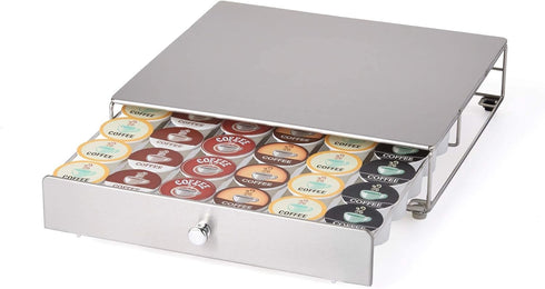 Nifty Coffee Pod Drawer – Stainless-Steel Rolling Drawer for 36 K-Cups, Under Coffee Pot Storage Organizer