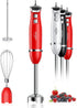 Sangcon Immersion Blender Handheld, 3-in-1 Electric Blender with Whisk & Milk Frother Attachments - Red