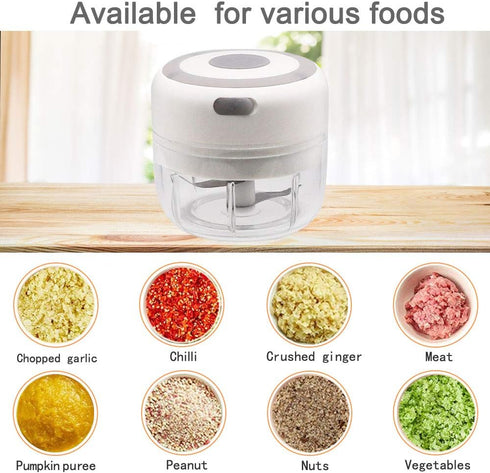 Mini Garlic Chopper, Powerful Electric Food Processor for Garlic and Onion, White