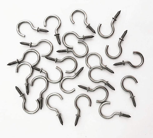 50 Pcs (304) Stainless Steel Screw Ceiling Hooks, 7/8 Inch Cup Hook Screw-in Light Hooks for Outdoor and Indoor Hanging