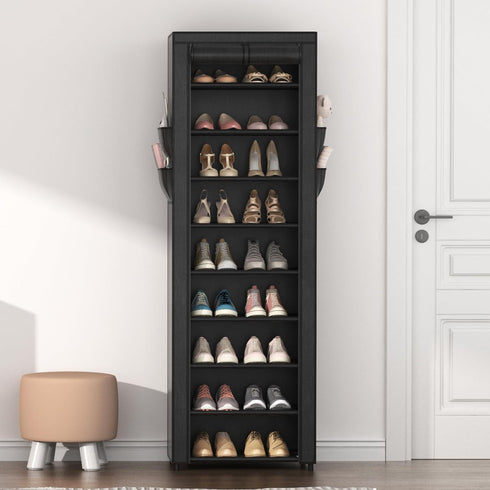 4 10 18-22 Closet VILICK Shoe Rack with Cover Narrow Shoe Organizer with Side Pockets Tier Tall Shoe Storage Holds