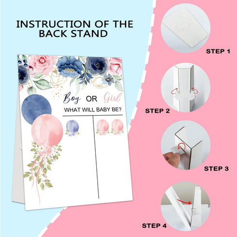 48 Gender Reveal Party Games, Rose Theme Baby Gender Reveal Voting Board Sign, Boy Girl Voting Stickers, He or She
