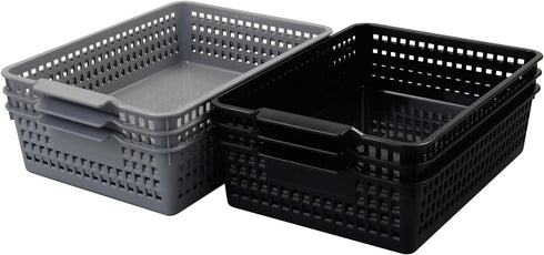 A4 Plastic Storage Basket Tray, Classroom Paper Baskets, Set of 6 Packs