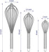 Grey Silicone Whisk, Professional Non-Scratch Whisks for Cooking, Set of 3 for Nonstick Cookware