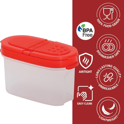 SIGNORA WARE Spice Jars with Lids, 4 oz Refillable Airtight Containers Set, 4 pk Red