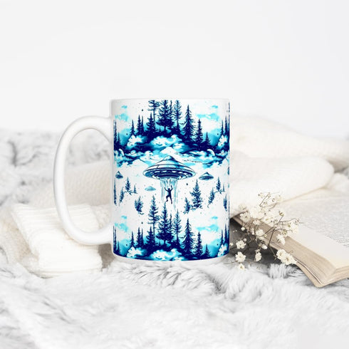 UFO Abduction Alien Extraterrestrial Coffee Mug, Paranormal Gifts (15oz)