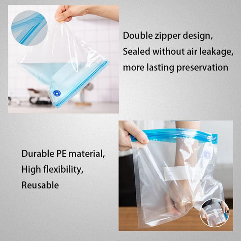 Sous Vide Bags 15 Pack - Large Size 10.2x13.4in Food Storage Bags, Reusable Vacuum Zipper for Cooking