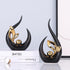 9.4" H Black Gold Abstract Sculptures Home Decor, Ceramic Art Statue Cool Stuff to Put on Shelves&tv Stand Decor, Gold