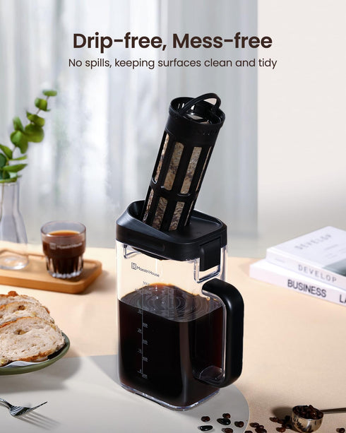 40oz 350 100% Maestri House Compact Cold Brew Coffee Maker, Iced Tea and Coffee Maker Brewer Space Saving Tritan