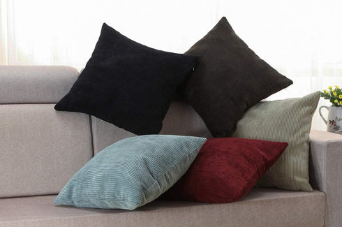 2 pcs Pack Throw Pillow Covers Corduroy Solid Soft Chestnut Brown 18x18 Inch Decorative Pillow Cases