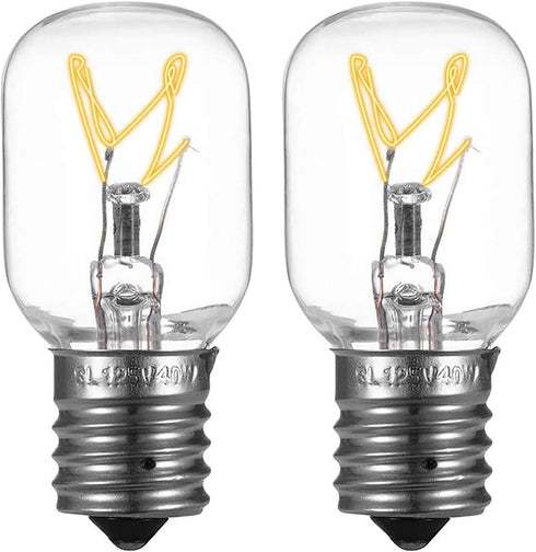 Whirlpool Microwave Light Bulb - Dimmable 125V 40W E17 Base, Fits Maytag GE Amana Over The Range Hood (2)