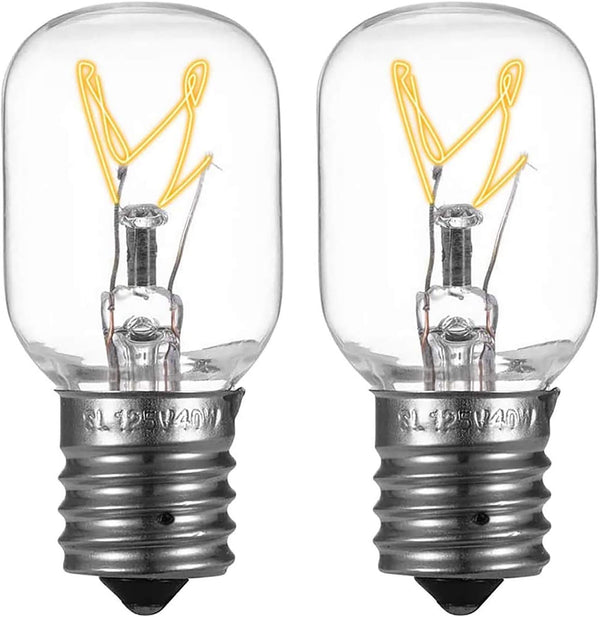 Whirlpool Microwave Light Bulb - Dimmable 125V 40W E17 Base, Fits Maytag GE Amana Over The Range Hood (2)