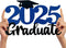 2025 Graduation Party Decorations Wooden Sign, Blue Class of 2025 Photo Booth Props for Graduation Party Supplies