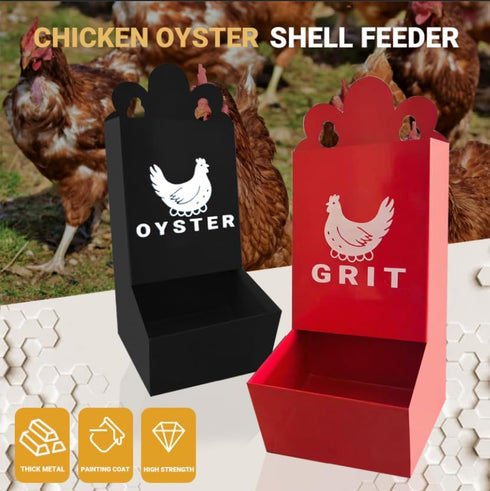 POIET Chicken Oyster Shell Feeder and Grit Feeder Metal Chicken Feeder Chicken coop Accessories Automatic Chicken