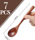 7 Pcs Wooden Spoons for Eating, Small Serving Spoon for Honey, Tea, Coffee, Soup Wood Teaspoons for Cooking, Mixing