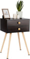 Giantex Mid Century Modern Nightstand, 2-Drawer Bedside Tables with 4 Solid Wood