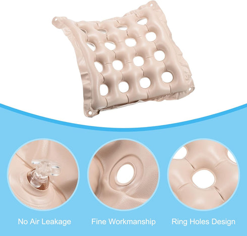 PATIKIL Inflatable Seat Cushion, 2 Pack Portable Air Seat Pad for Wheelchairs Office Chairs, Breathable Beige