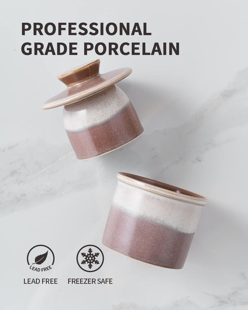 XELA Ceramic Butter Crock, The Original Reactive Two-Colour Glaze, Butter Dish With Water Line for Spreadable Fresh