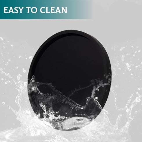 Silicone Bathroom Tray, Round Vanity Decorative Soap Holder for Kitchen Countertop, 9 Inch, Black