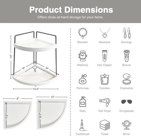 Countertop, 2Tier Counter, Forbena Corner Bathroom Organizer Sink Corner Shelf Stand for Kitchen Modern Coffee Bar