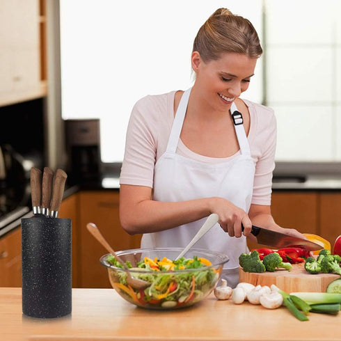 Universal Knife Block without Knives, Multi-Functional Resin Round Knife Holder with Unique Design for Easy Cleaning